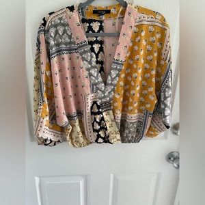 Forever 21 patterned crop top with front button